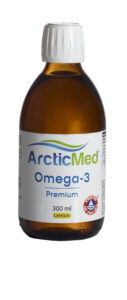 ArcticMed Omega 3 Fiskolja, kallpressad jungfruolivolja, antioxidationsmedel (naturliga tokoferoler), arom (ekologisk citronolja)